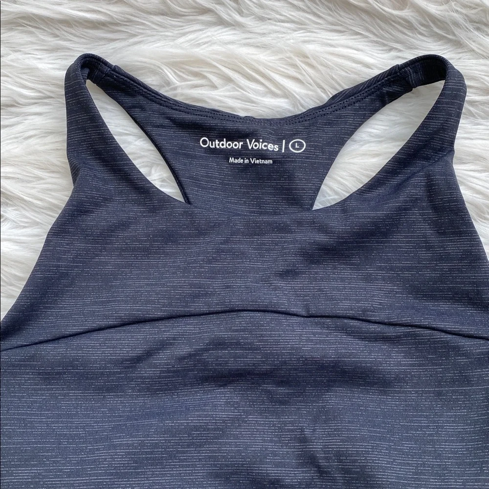 Outdoor Voices | Techsweat Crop Top Charcoal High-Neck Racerback Sports Bra